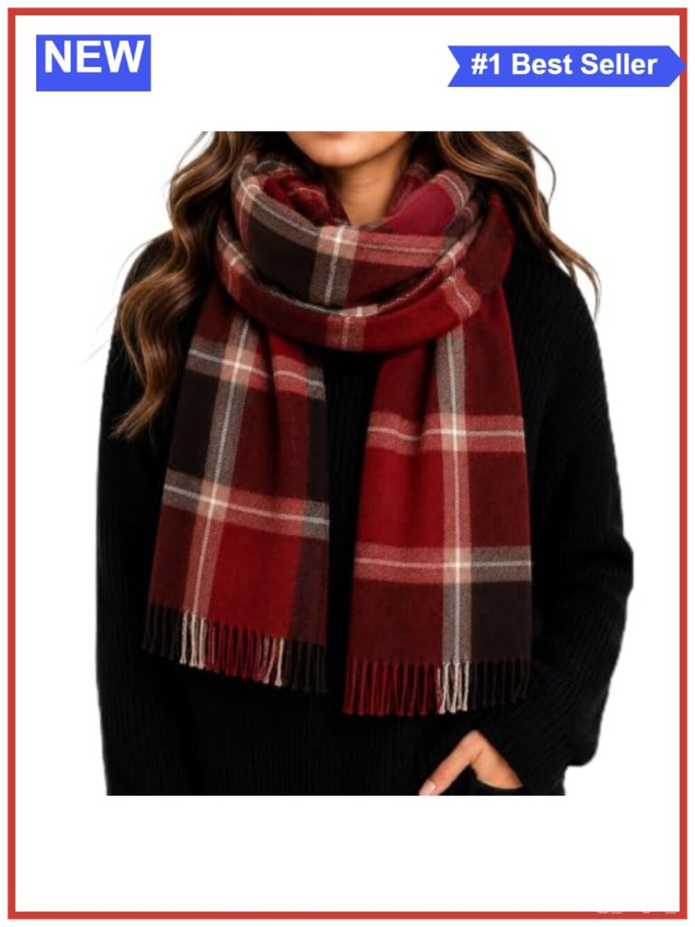Plaid Scarf Soft Warm Large Shawl Wrap Blanket Tassel Acrylic Fall Winter